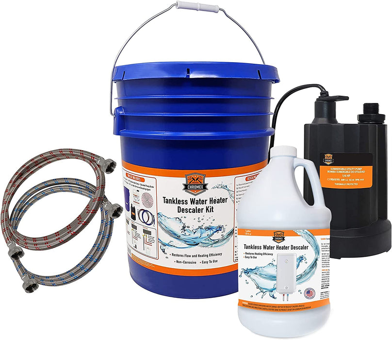 Chromex Tankless Water Heater Descaler Kit – Includes 1 Gallon (128 fl oz) Descaling Solution
