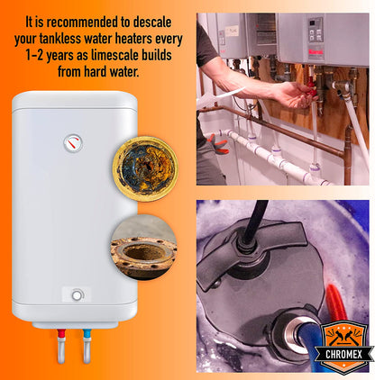 Chromex Tankless Water Heater Descaler Kit – Includes 1 Gallon (128 fl oz) Descaling Solution