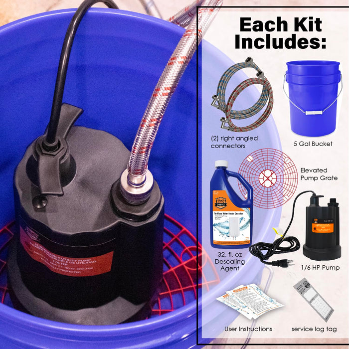 Chromex Tankless Water Heater Descaler Kit – Includes 1 Quart (32 fl oz) Descaling Solution & Right Angle Inlet Hoses