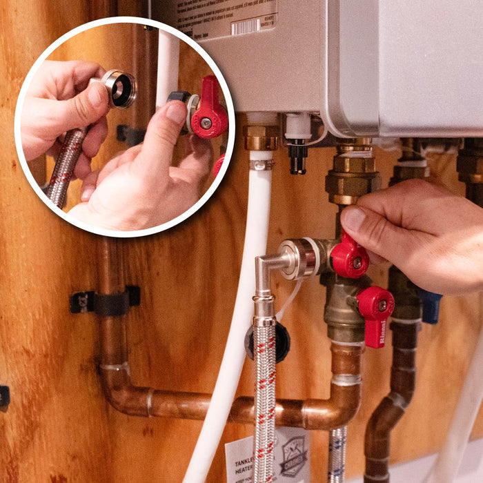 Chromex Tankless Water Heater Descaler Kit – Includes 1 Quart (32 fl oz) Descaling Solution & Right Angle Inlet Hoses