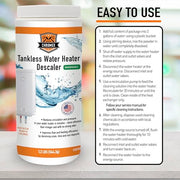 Chromex tankless water heater descaler powder easy to use step by step flush instructions