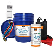 Chromex tankless water heater descaler kit with bucket pump hoses descaler and service log tag