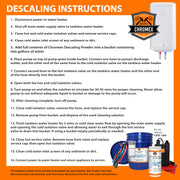Chromex tankless water heater descaler kit 16 step descaling instructions for complete flush