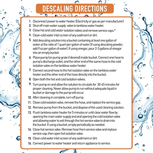 Chromex Tankless Water Heater Descaler Kit – Includes 1 Quart (32 fl oz) Descaling Solution