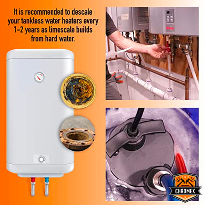 Chromex Tankless Water Heater Descaler Kit – Includes 1 Quart (32 fl oz) Descaling Solution