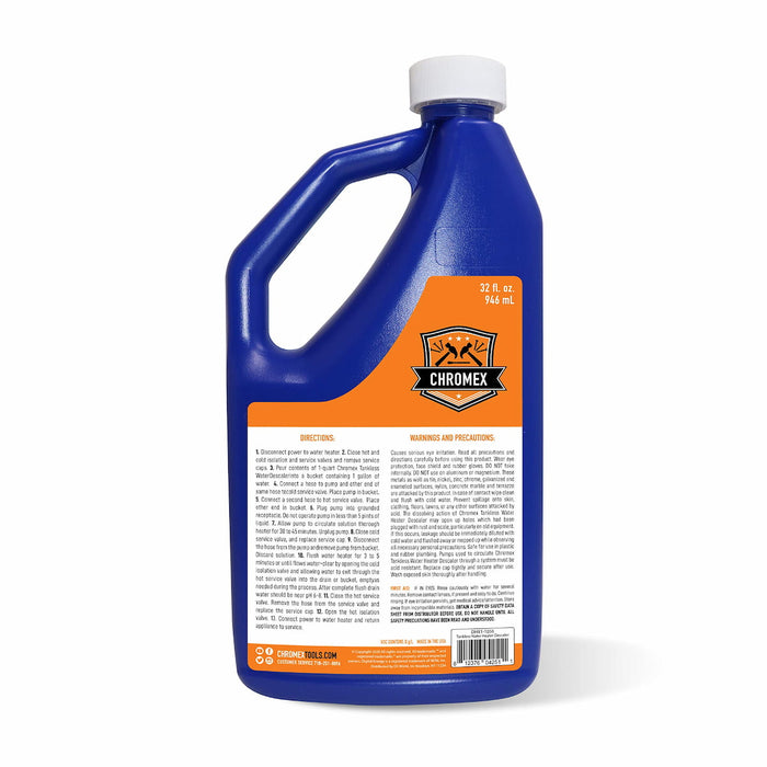 Chromex descaling solution back label safety directions 32 oz quart
