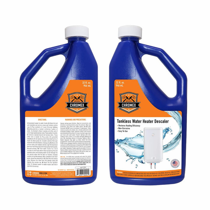 Chromex descaling solution 2-pack for tankless water heater maintenance