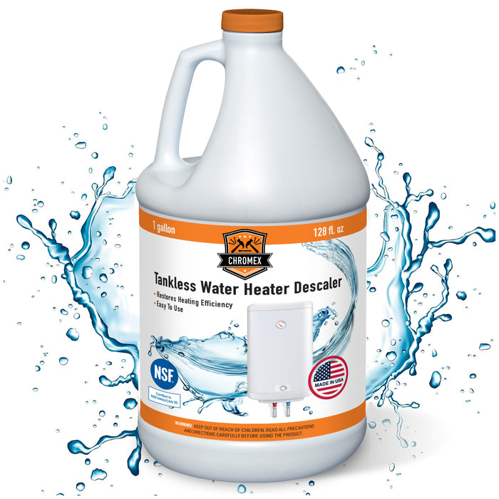 Chromex Tankless Water Heater Descaling Solution | Highly Effective Descaler, 1 gallon, 128 fl oz