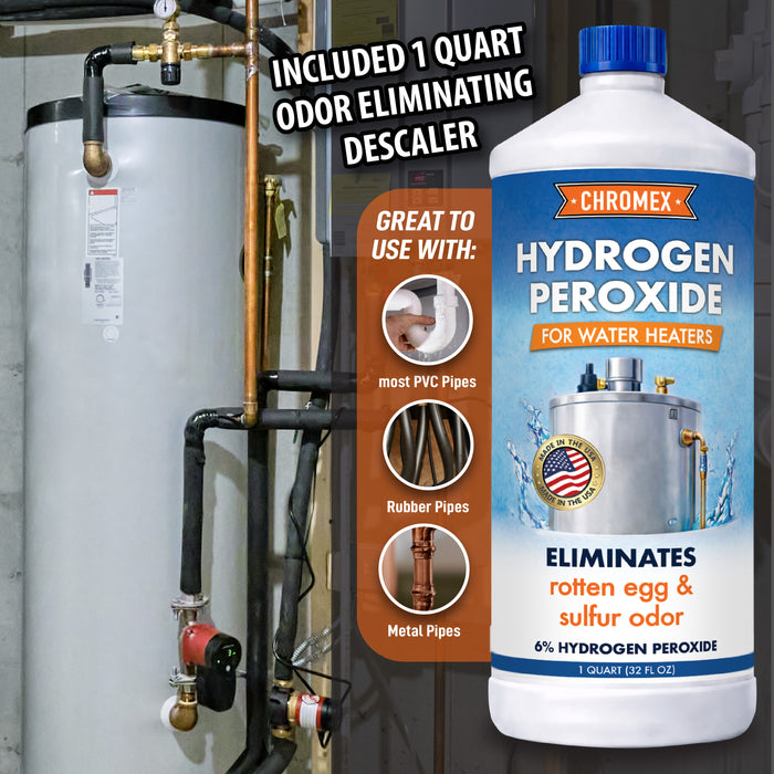 44 IN Flexible Magnesium Anode Rod Kit for Water Heater w/ 6% Hydrogen Peroxide, 32 oz