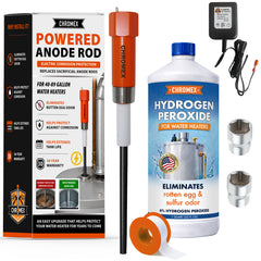 Powered Titanium Anode Rod Kit for Water Heater (40-89 Gallon) w/ 32 oz. Hydrogen Peroxide