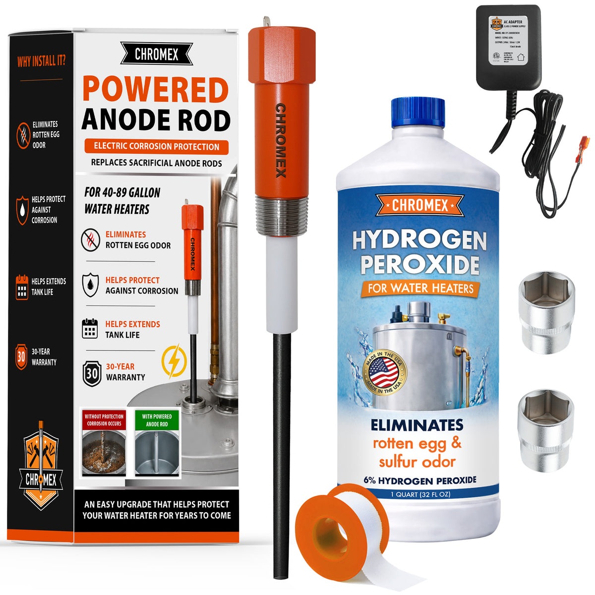 Powered Titanium Anode Rod for Water Heater — Chromex Tools