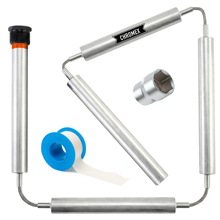 44 IN Flexible Magnesium Anode Rod Kit for Water Heater w/ 6% Hydrogen Peroxide, 32 oz