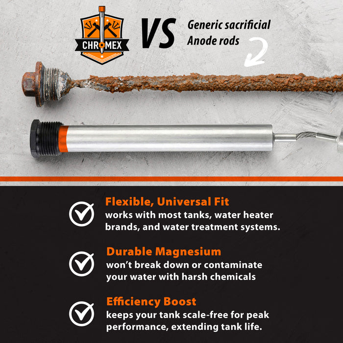 44 IN Flexible Magnesium Anode Rod Kit for Water Heater w/ 6% Hydrogen Peroxide, 32 oz