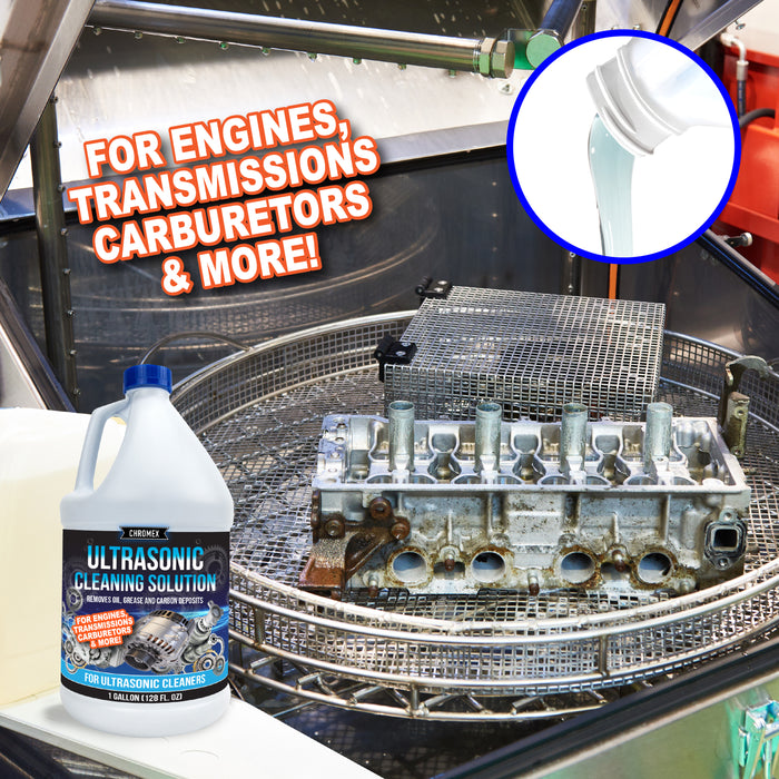 Chromex Ultrasonic Carburetor and Engine Parts Cleaning Solution - Concentrated Degreaser for Ultrasonic Tanks, Quart (32 Fl Oz)