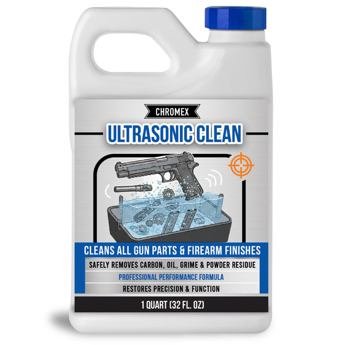 Chromex Ultrasonic Gun Parts Cleaning Solution - Concentrated Firearm and Carbon Fouling Cleaner for Ultrasonic Tanks, Quart (32 Fl Oz)