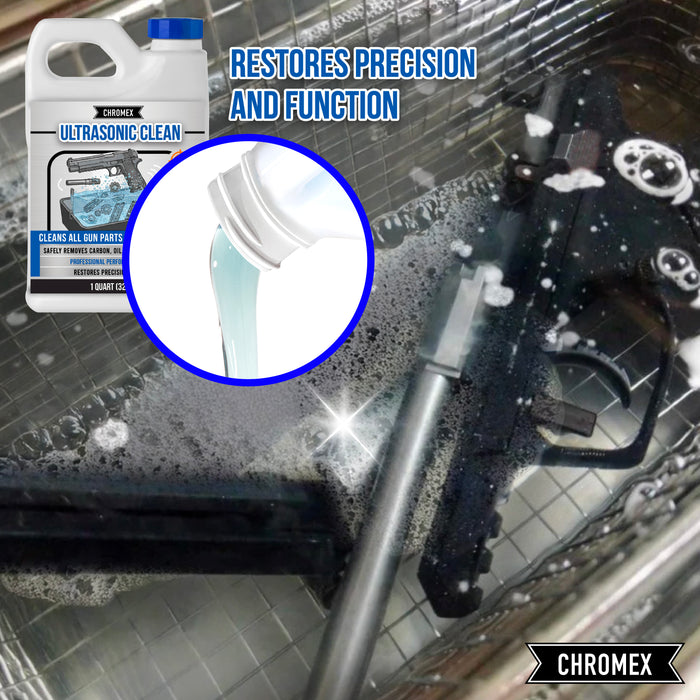 Chromex Ultrasonic Gun Parts Cleaning Solution - Concentrated Firearm and Carbon Fouling Cleaner for Ultrasonic Tanks, Quart (32 Fl Oz)