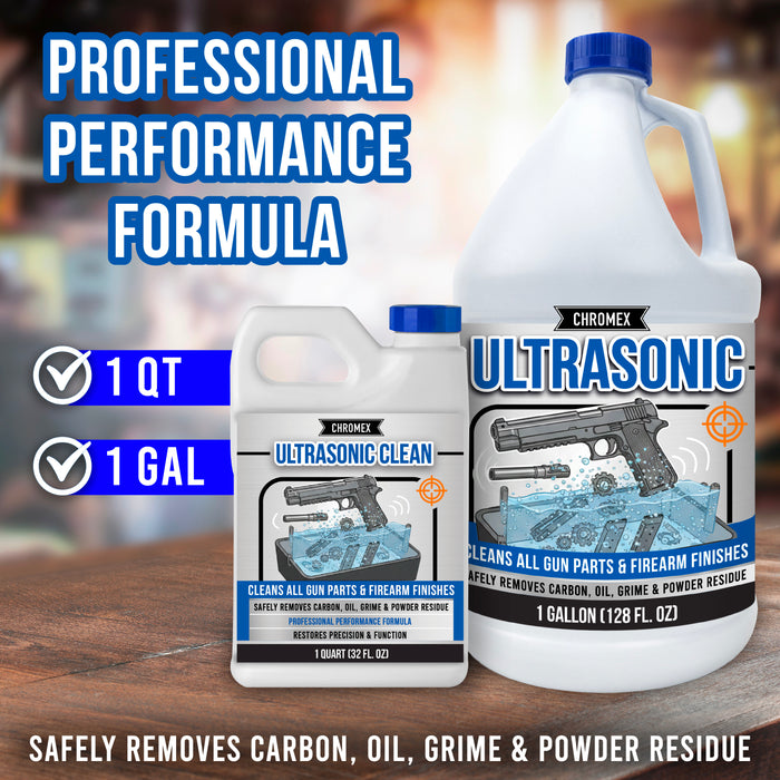Chromex Ultrasonic Gun Parts Cleaning Solution - Concentrated Firearm and Carbon Fouling Cleaner for Ultrasonic Tanks, Quart (32 Fl Oz)
