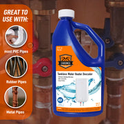 Chromex tankless water heater descaling solution compatible with PVC rubber and metal pipes