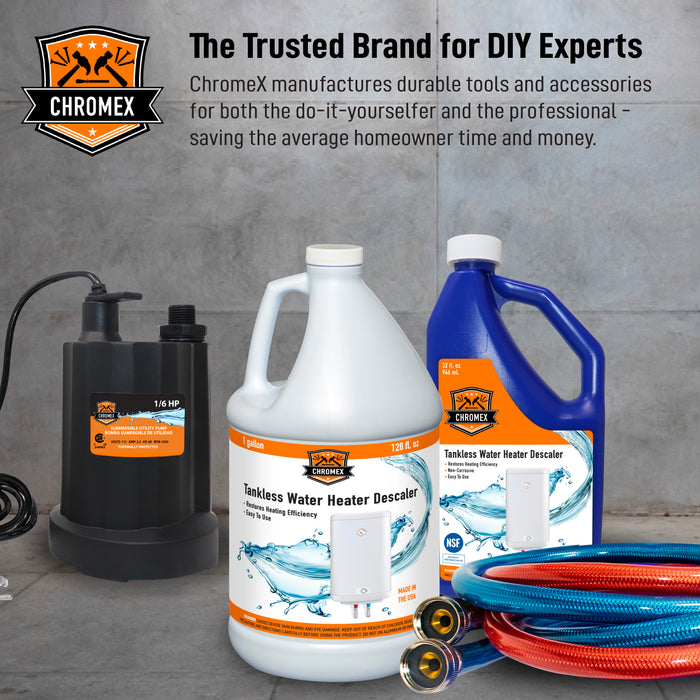 Chromex Tankless Water Heater Descaling Solution | Highly Effective Descaler Restores Heating Efficiency, Quart, 32 fl oz (1)