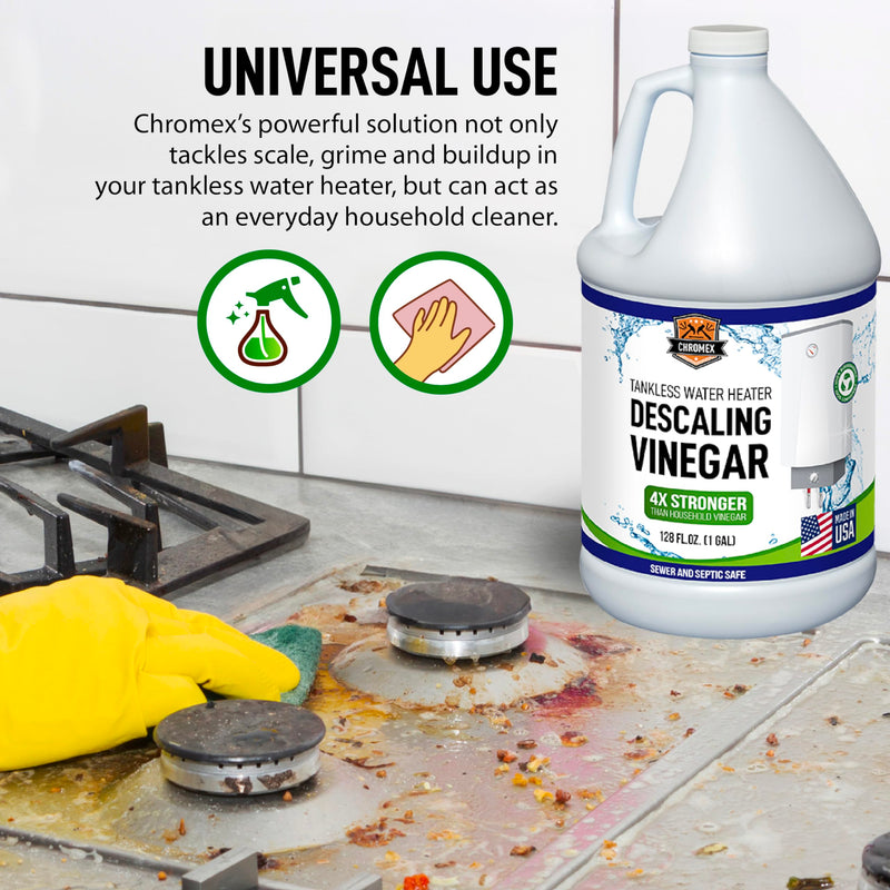 Chromex descaling vinegar universal use for all tankless water heaters