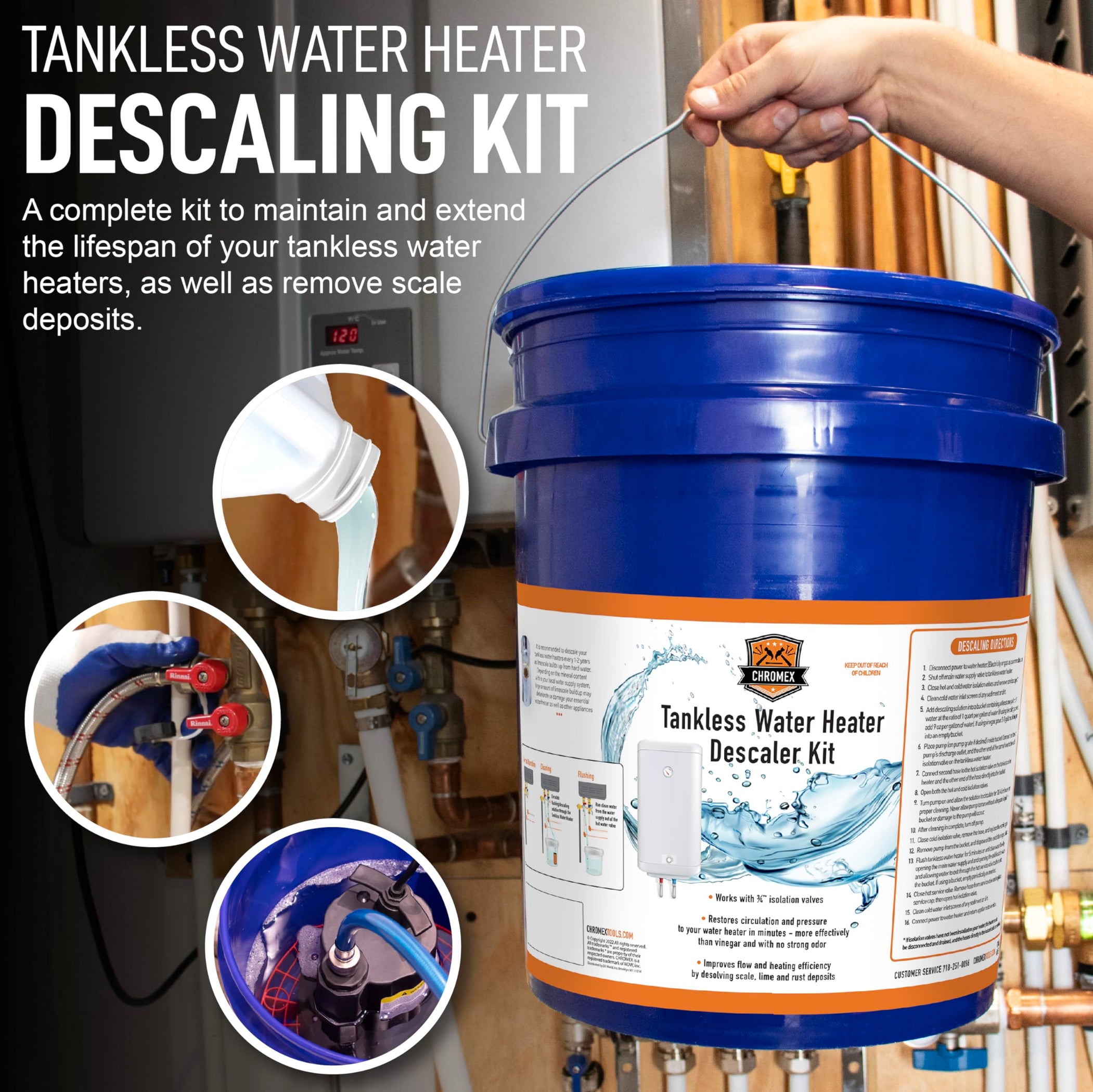 Tankless Flush Kit with Vinegar Solution — Chromex Tools