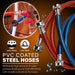 Chromex flush kit PVC coated steel hoses burst proof and leak proof for high water pressure tankless heater flushing