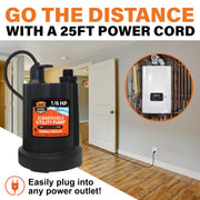 Chromex 1/6 HP submersible pump with 25 ft power cord for tankless water heater flush kit