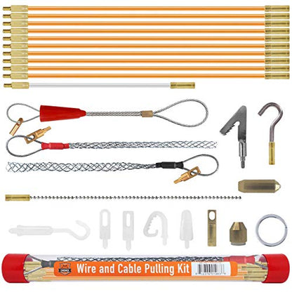 Wire and Cable Pulling Kit - Fiberglass Rod with Rubber