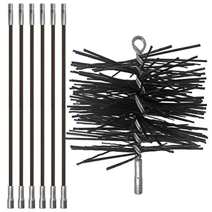 Chimney Cleaning Brush and Fiberglass Rod Kit