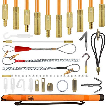 Wire and Cable Pulling Kit - Fiberglass Rod with Rubber