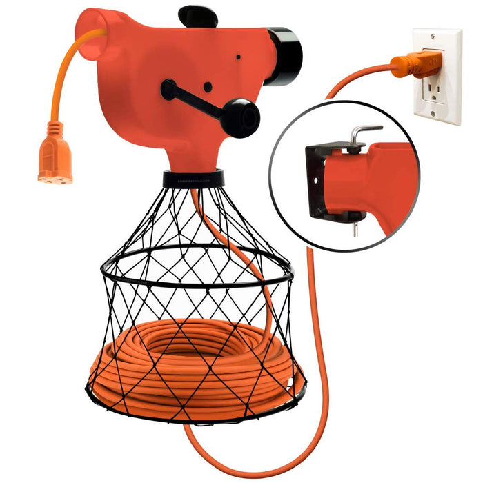 Extension Cord Reel Winder with 2 Fixed and 1 Swivel Wall Mount Brackets