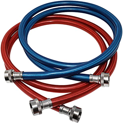 Chromex 6 ft PVC hose red for hot water and blue for cold water burstproof heavy duty nylon braided