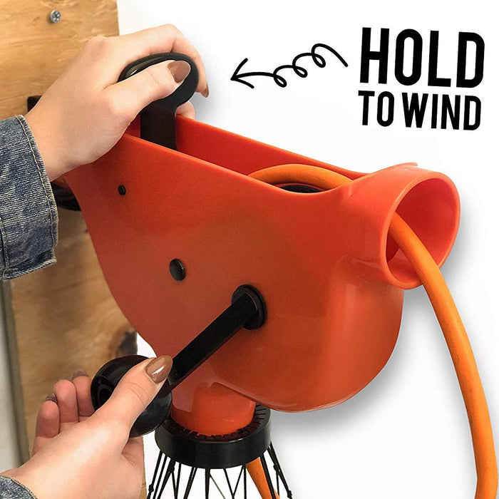 Chromex extension cord winder hold to wind easy operation demonstration with hand