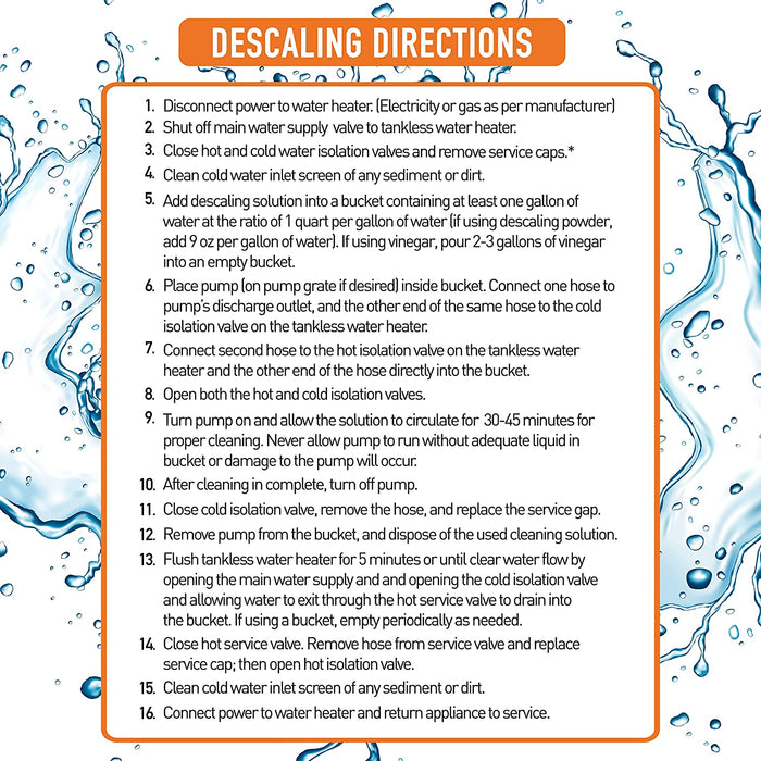 Chromex DIY flush kit descaling directions tankless water heater